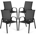 Gymax Set of 4 Patio Chairs Dining Chairs w/ Steel Frame Yard Outdoor