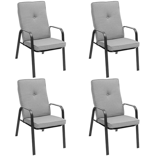 Gymax Set of 4 Outdoor Dining HighBack Patio Chairs with Cushions