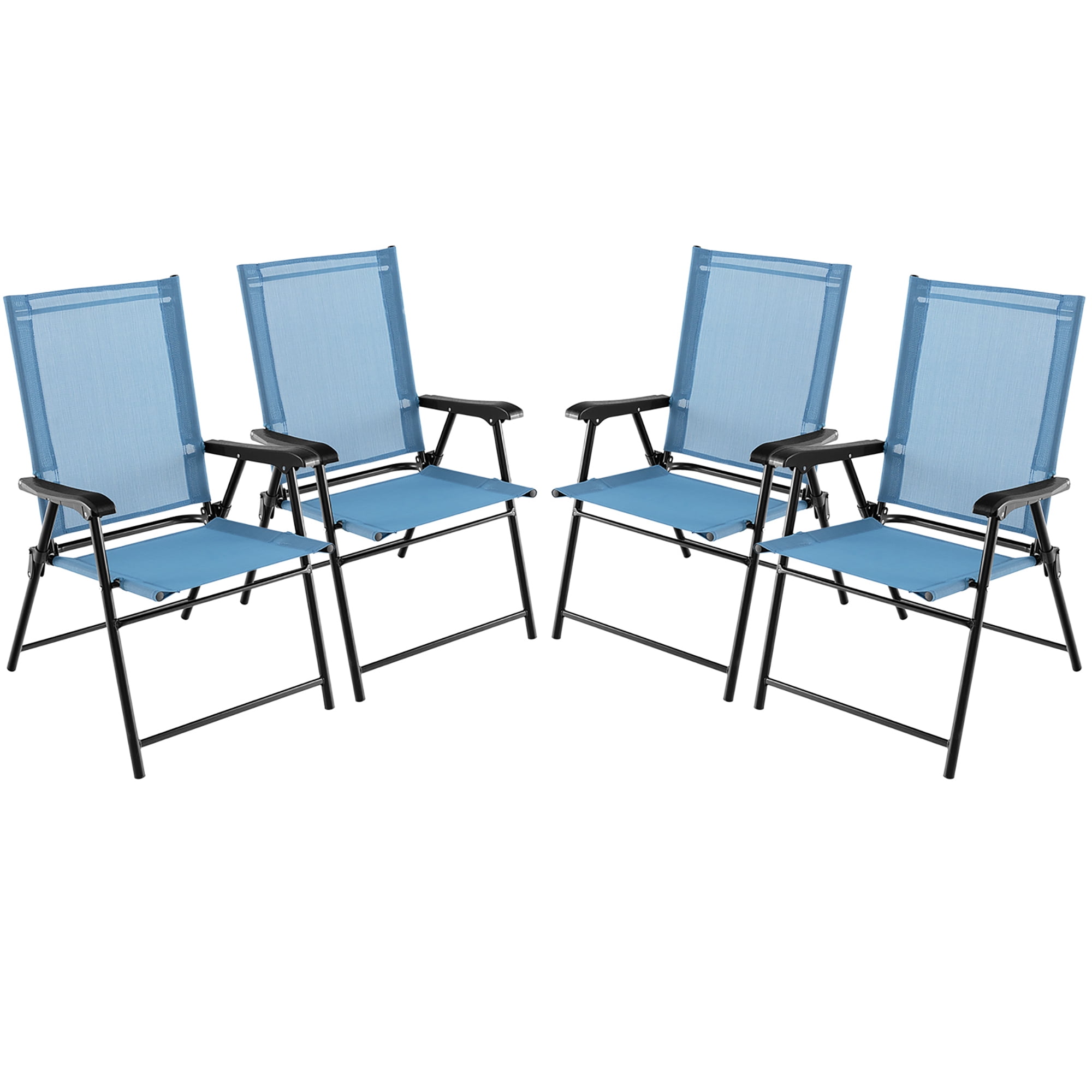 Gymax 4Piece Sturdy Metal Foldable Patio Chairs for Balcony/Backyard