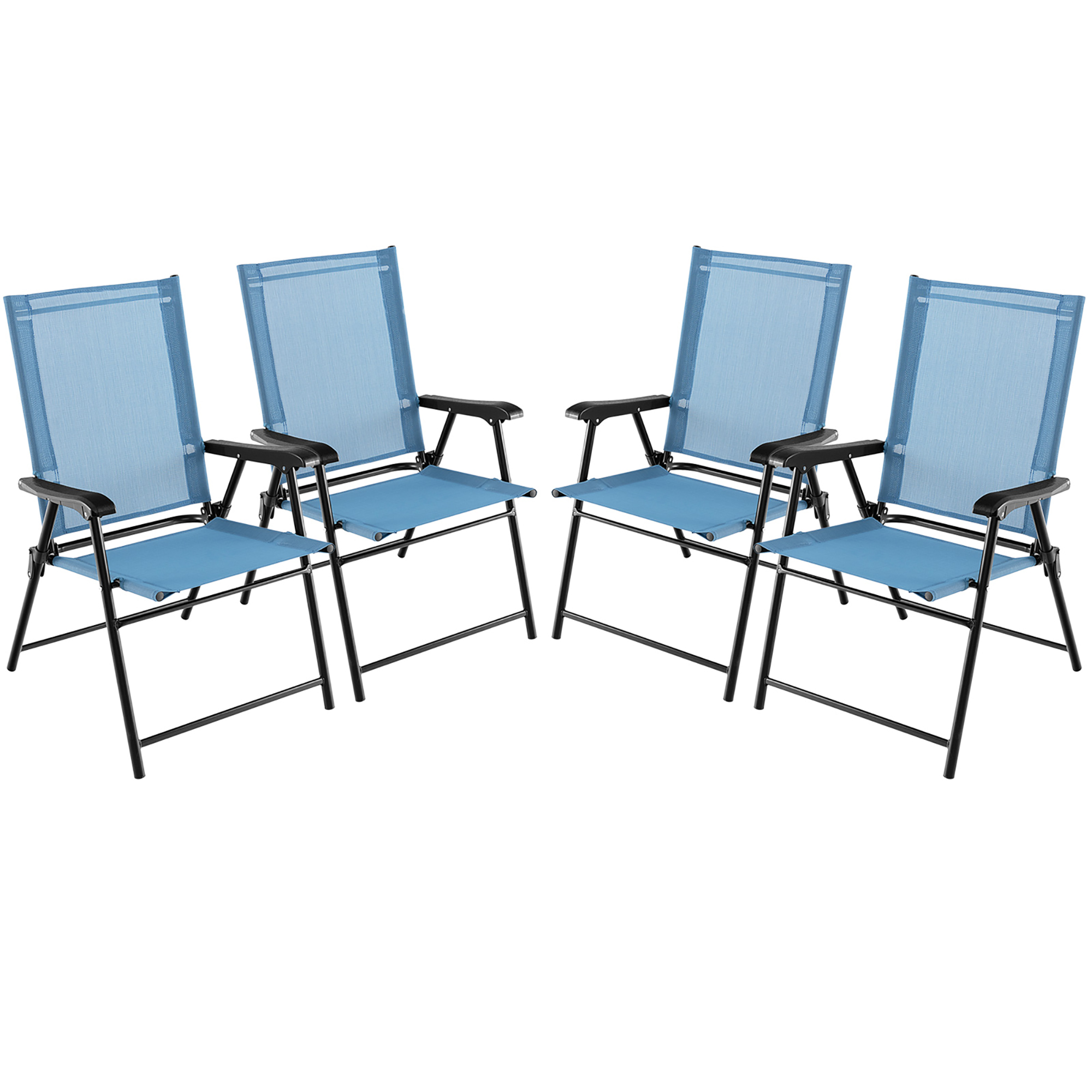 Gymax Set of 4 Patio Folding Chairs Outdoor Portable Pack Lawn Chairs w/ Armrests Blue - image 1 of 10