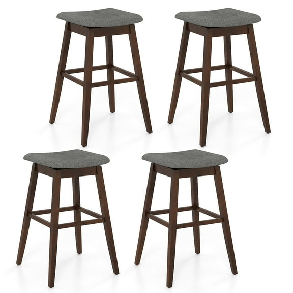 Gymax Set of 4 Swivel Bar Stools 30'' Bar Chairs w/ Padded Contoured Seat & Footrest