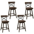 thumbnail image 1 of Gymax Set of 4 Wooden Swivel Bar Stools Counter Height Kitchen Chairs w/ Back Brown, 1 of 8