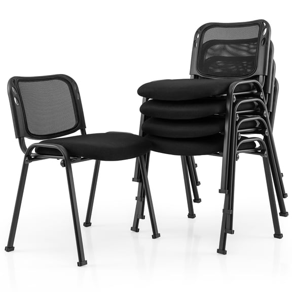 Gymax Set of 5 Conference Chair Mesh Back Office Waiting Room Guest Reception Black