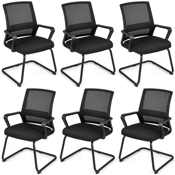 Gymax Office Mesh Chair Set of 6 Upholstered Guest Conference Chair w/Ergonomic Backrest