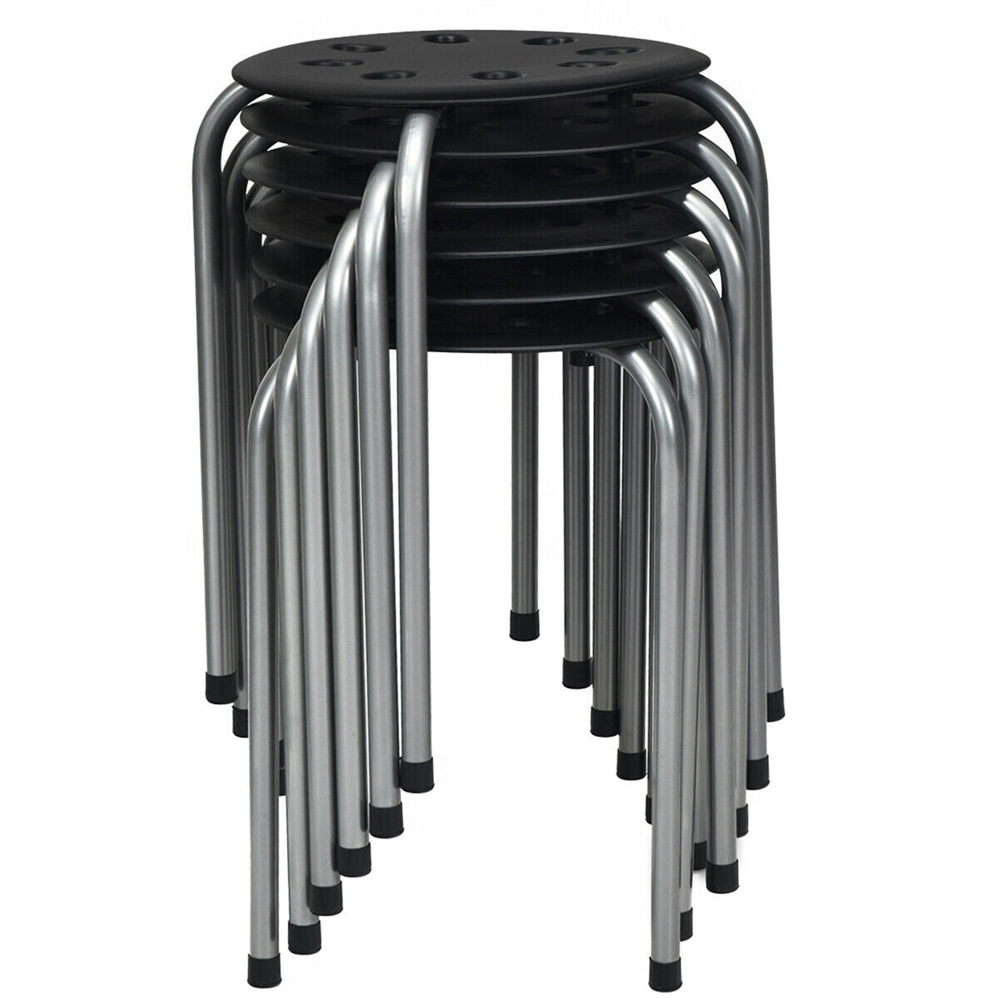 Gymax 6 Portable Stackable Plastic Stools, Backless Classroom