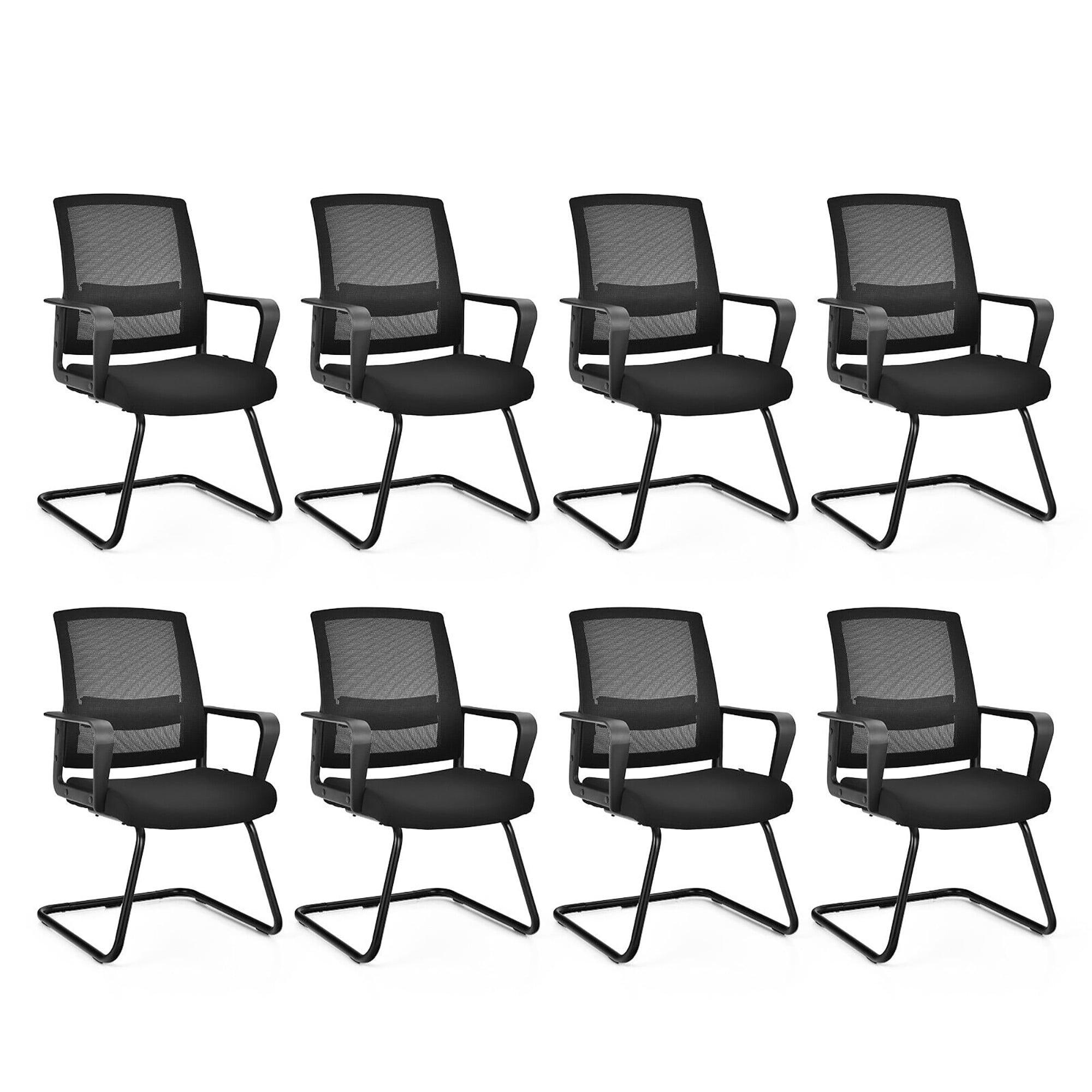 Gymax Set of 8 Conference Chairs Mesh Reception Office Guest Chairs w