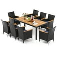 thumbnail image 1 of Gymax Set of 9 Outdoor Dining Set w/ Acacia Wood Tabletop & Umbrella Hole & Seat Cushions, 1 of 6