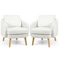 thumbnail image 1 of Gymax Sherpa Accent Chair Set of 2 w/ Seat Cushion & Pillow Rubber Wood Legs for Bedroom White, 1 of 9