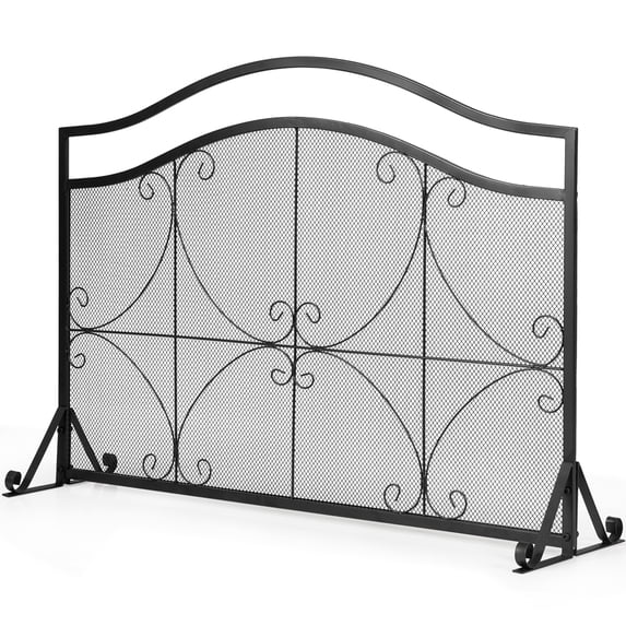 Gymax Single Panel Fireplace Screen Free Standing Spark Guard Fence for Baby Pet Safe