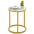 thumbnail image 1 of Gymax Sintered Stone Top Round Side Table 16''x16'' End Table w/ Golden Metal Frame Gold, 1 of 10