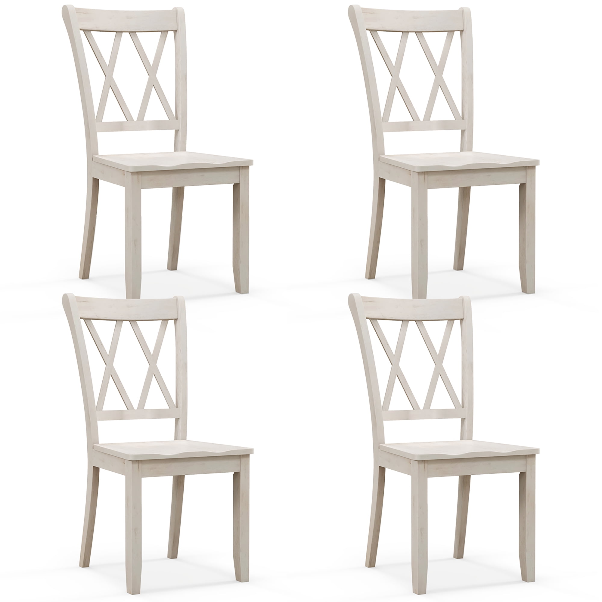 Set of 4 18 Inch Wood Home Backless Dining Chairs-Natural