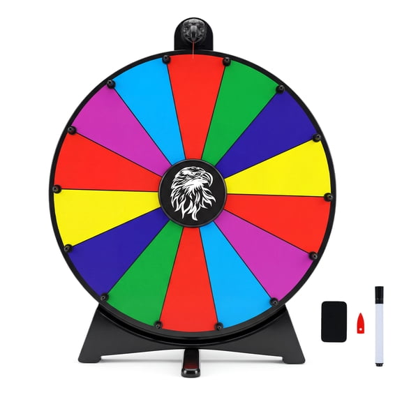 Gymax Spinning Prize Wheel 14 Slots Spin Wheel w/ Blackboard Marker Spare Pointer
