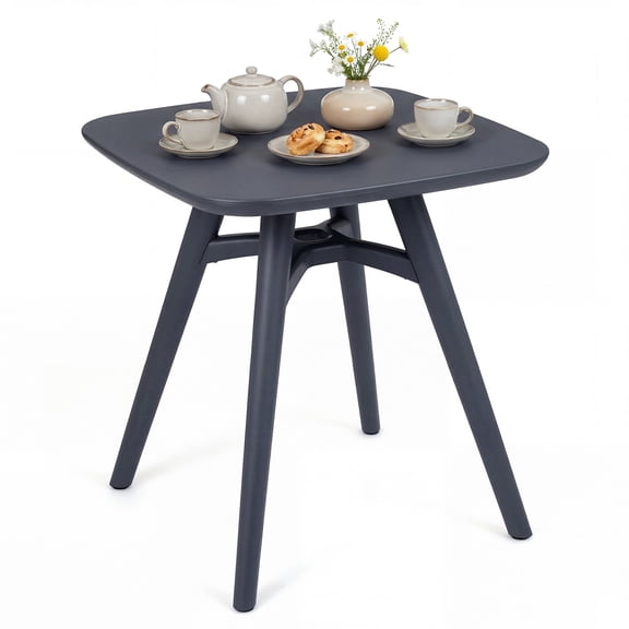 Gymax Square Outdoor Dining Table All-Weather Plastic Patio Bistro Table for 4 Gray
