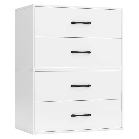 Gymax Stackable 2-Drawer Dresser Multi-Purpose Wooden Storage Cube Dresser White