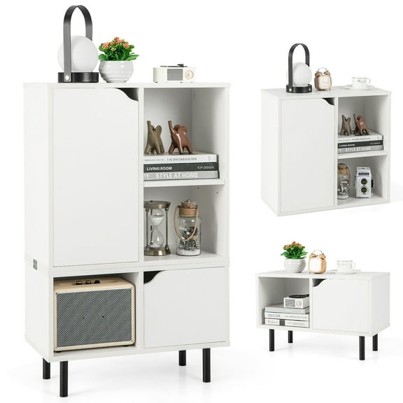 Gymax Stackable Bookcase Combination Lattice Cabinet Floor Open Bookshelf Adjustable