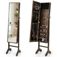thumbnail image 1 of Gymax Standing Jewelry Cabinet Armoire Full Length Mirror Lockable Rustic Brown, 1 of 10