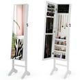 thumbnail image 1 of Gymax Standing Jewelry Cabinet Armoire Full Length Mirror Lockable White, 1 of 10