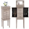 thumbnail image 1 of Gymax Standing Jewelry Cabinet Storage Organizer Wood Legs Mirror&5 Drawers Christmas Gift, 1 of 9