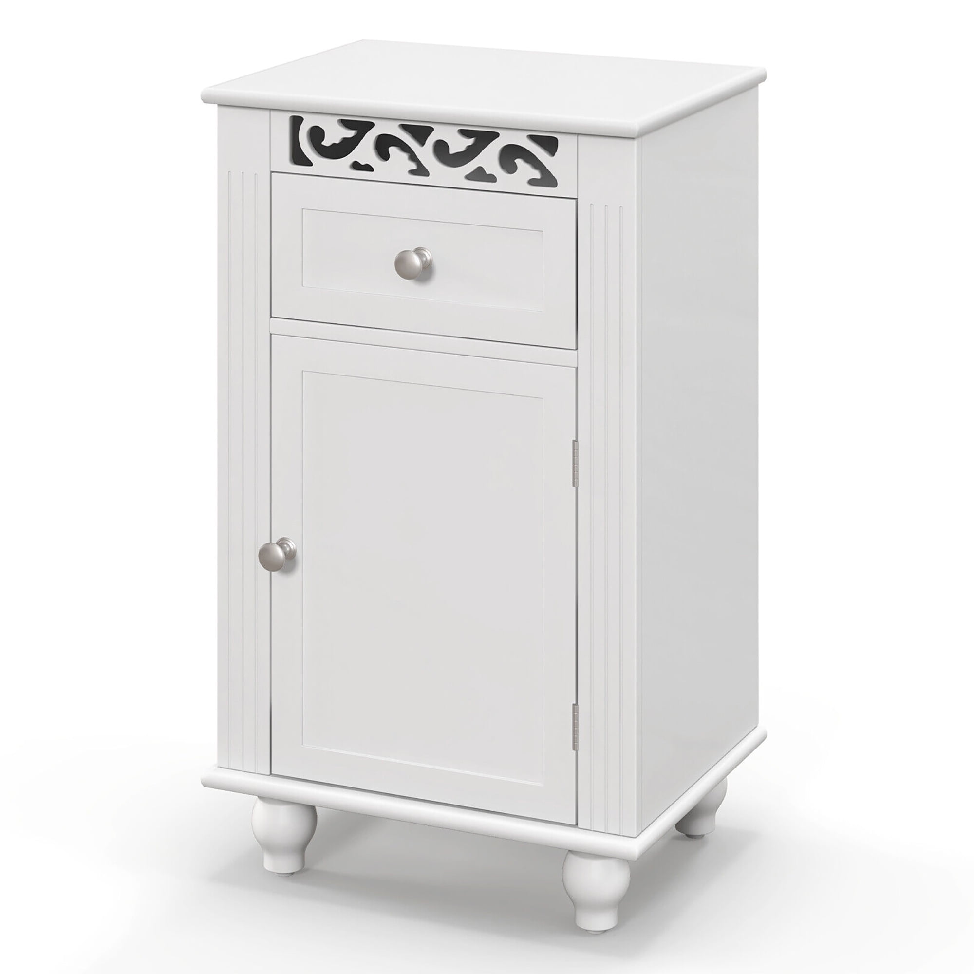 Gymax Small Standing Cupboard for Bathroom, Kitchen Storage Organizer ...