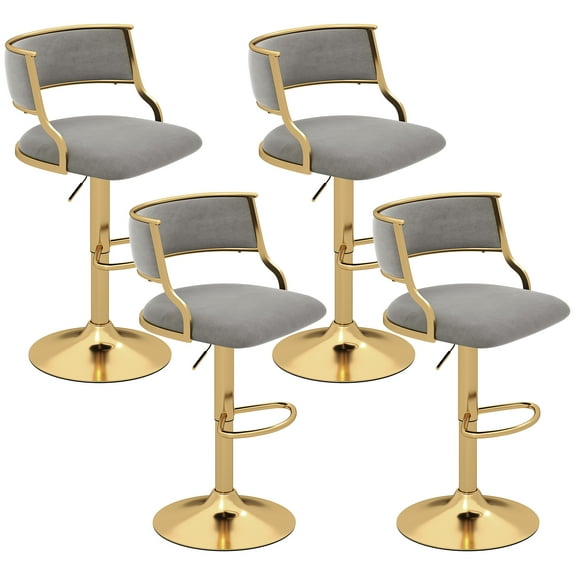 Gymax Swivel Bar Stool Set of 4 w/ Barrel Back & Footrest Metal Base for Home Bar