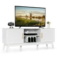 thumbnail image 1 of Gymax TV Stand Entertainment Media Console w/ 2 Rattan Cabinets & Open Shelves, 1 of 10