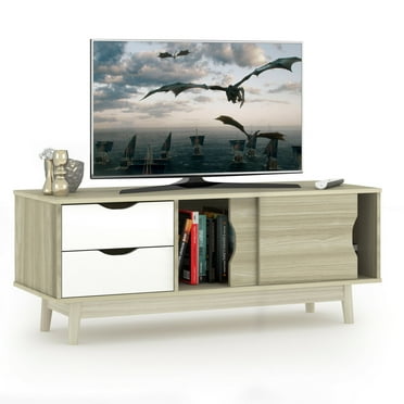 Gymax TV Stand for TV up to 60'' Media Console Table Storage with Doors Oak
