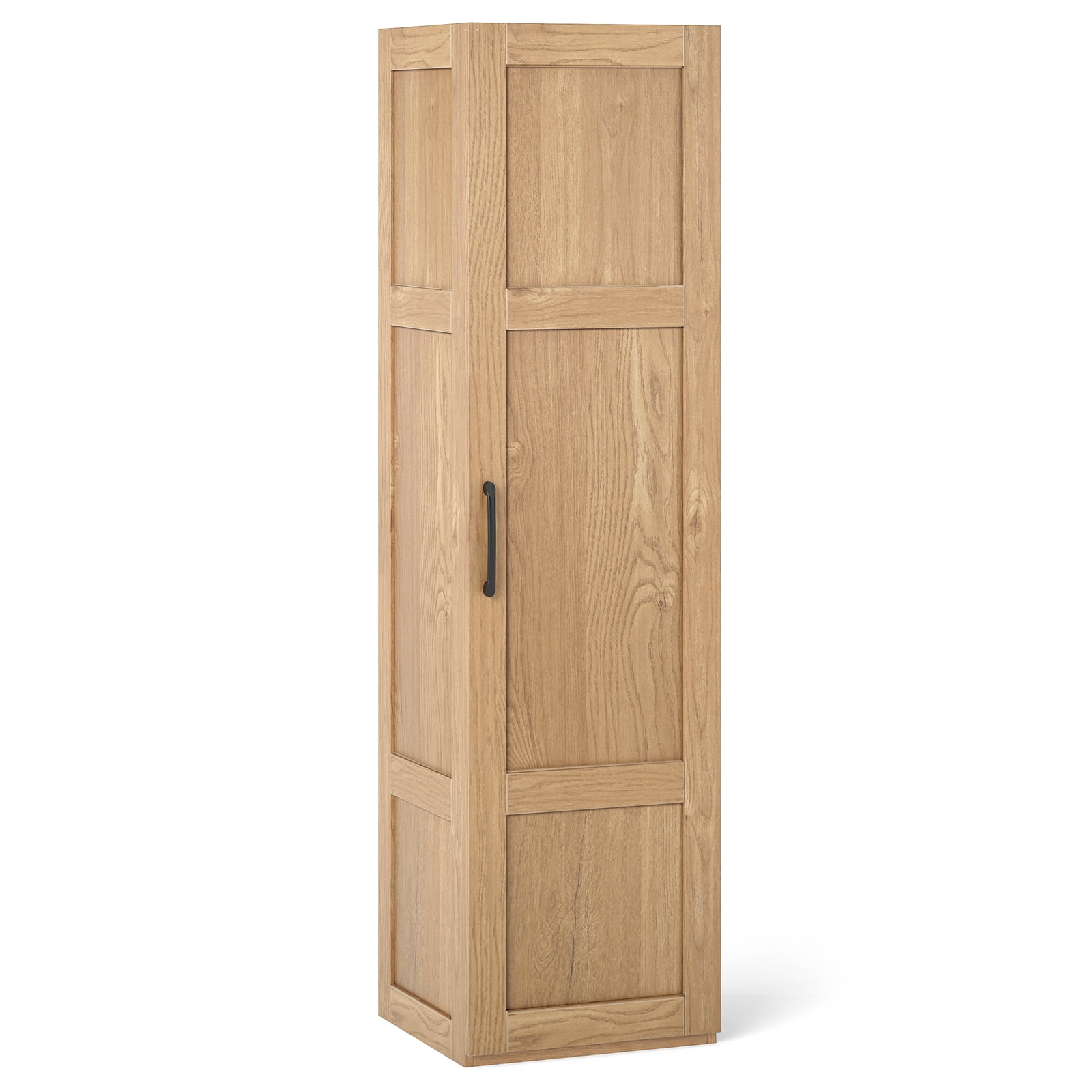 Gymax Tall Storage Cabinet Narrow Farmhouse Freestanding Floor Cabinet w/ 4 Shelves Natural