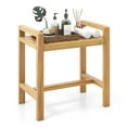 thumbnail image 1 of Gymax Teak Wood Shower Bench Solid Wood Stool for Inside Shower Shaving Legs Natural, 1 of 10