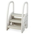 thumbnail image 1 of Gymax Three-Step Stool for Toddlers Children Step up Leaning Helper w/Safety Handles Grey, 1 of 10