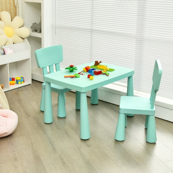 Gymax Toddler Activity Play Dining Study Desk Baby Gift Kids Table & 2 Chairs Set, Green