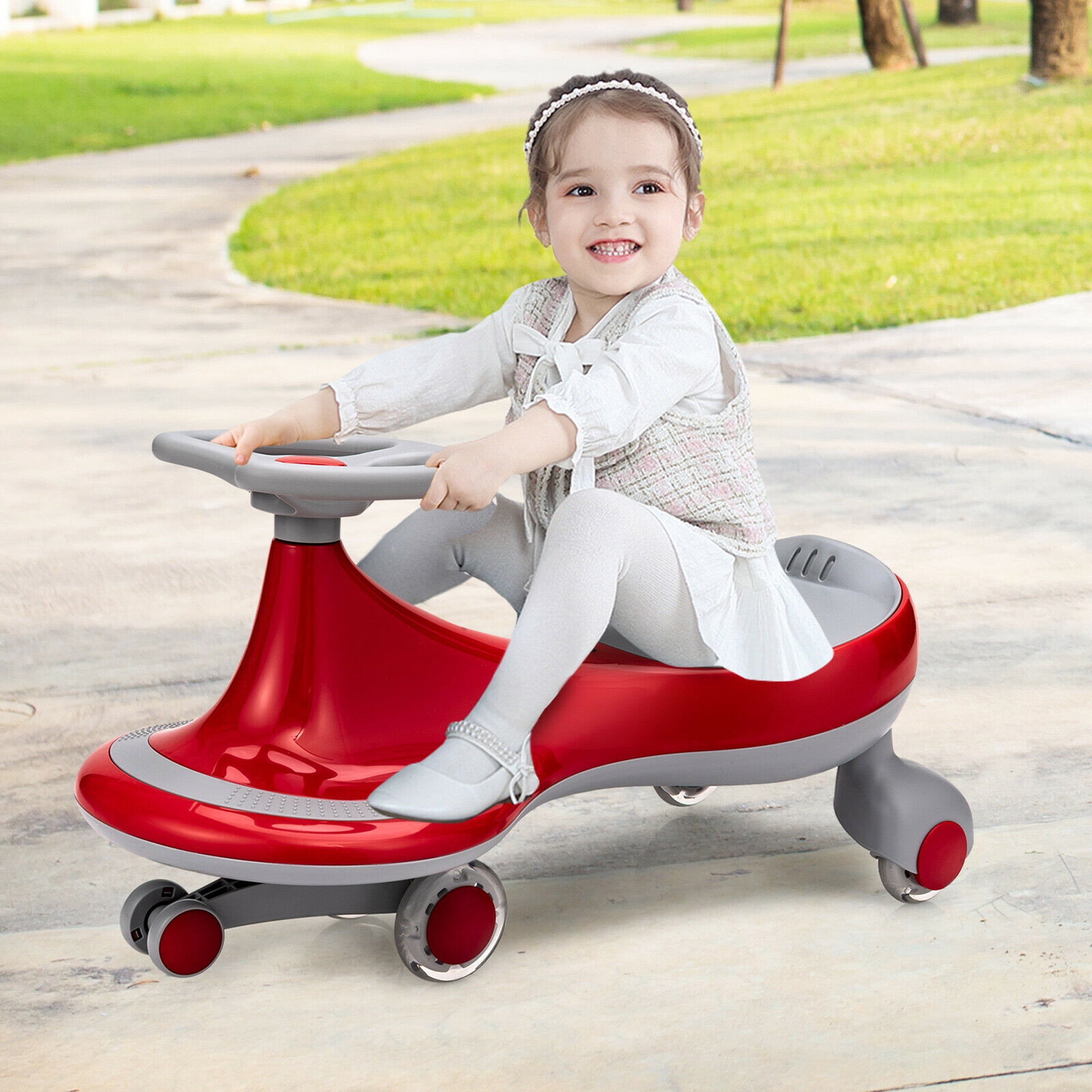Gymax Toddlers & Kids Wiggle Car Rideon Toy w/ Flashing Wheels Red