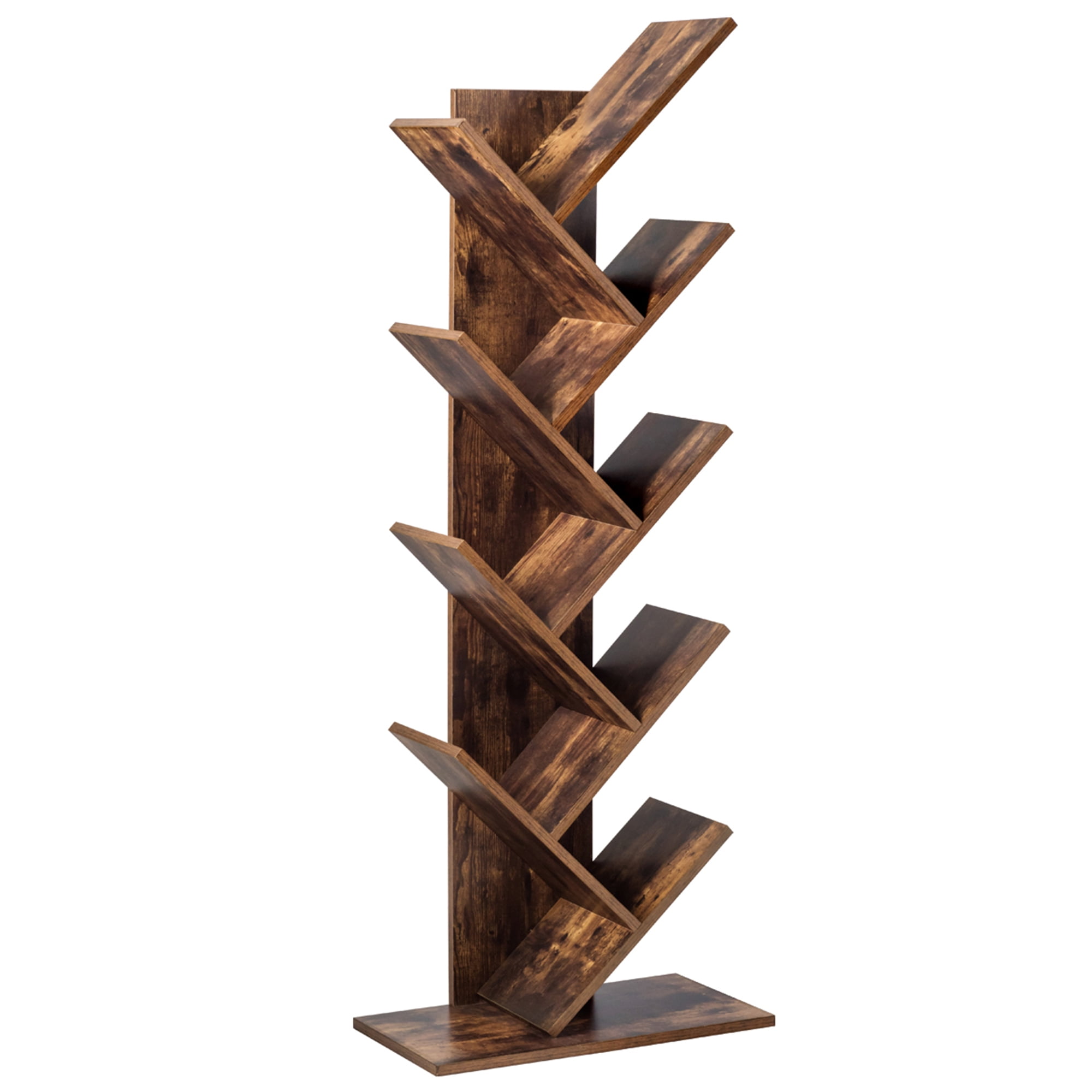 Gymax Tree Bookshelf 8-Tier Bookcase Free Standing Book Rack Display Stand