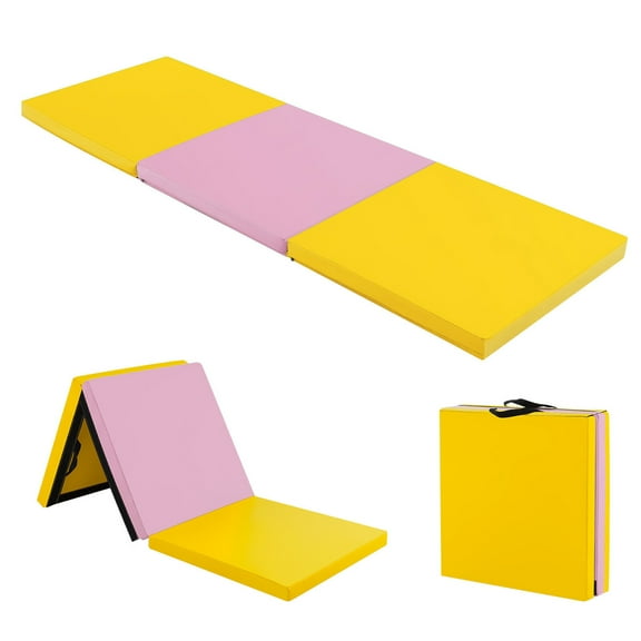 Gymax Tri-Fold Folding Exercise Mat 6 ft x 2 ft Portable Gymnastics Tumbling Yoga