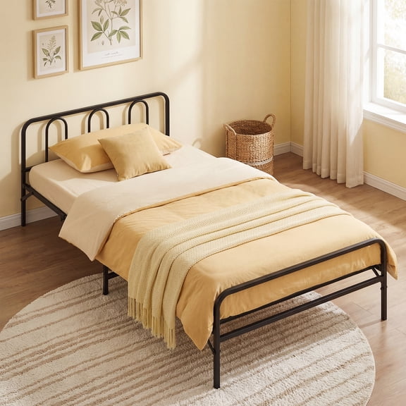 Gymax Twin Foldable Bed Frame w/Headboard & Footboard Under-Bed Storage for Dorm