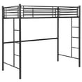 thumbnail image 1 of Gymax Twin Metal Loft Bed Frame w/ 2 Ladders Full-length Guardrail Space-Saving Black, 1 of 9