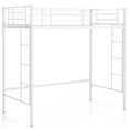 thumbnail image 1 of Gymax Twin Size Loft Bed Heavy Duty Metal Loft Bed Frame w/ Safety Guardrail White, 1 of 10