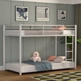 thumbnail image 1 of Gymax Twin Over Twin Bunk Bed Frame Platform with Guard Rails & Side Ladder White, 1 of 10