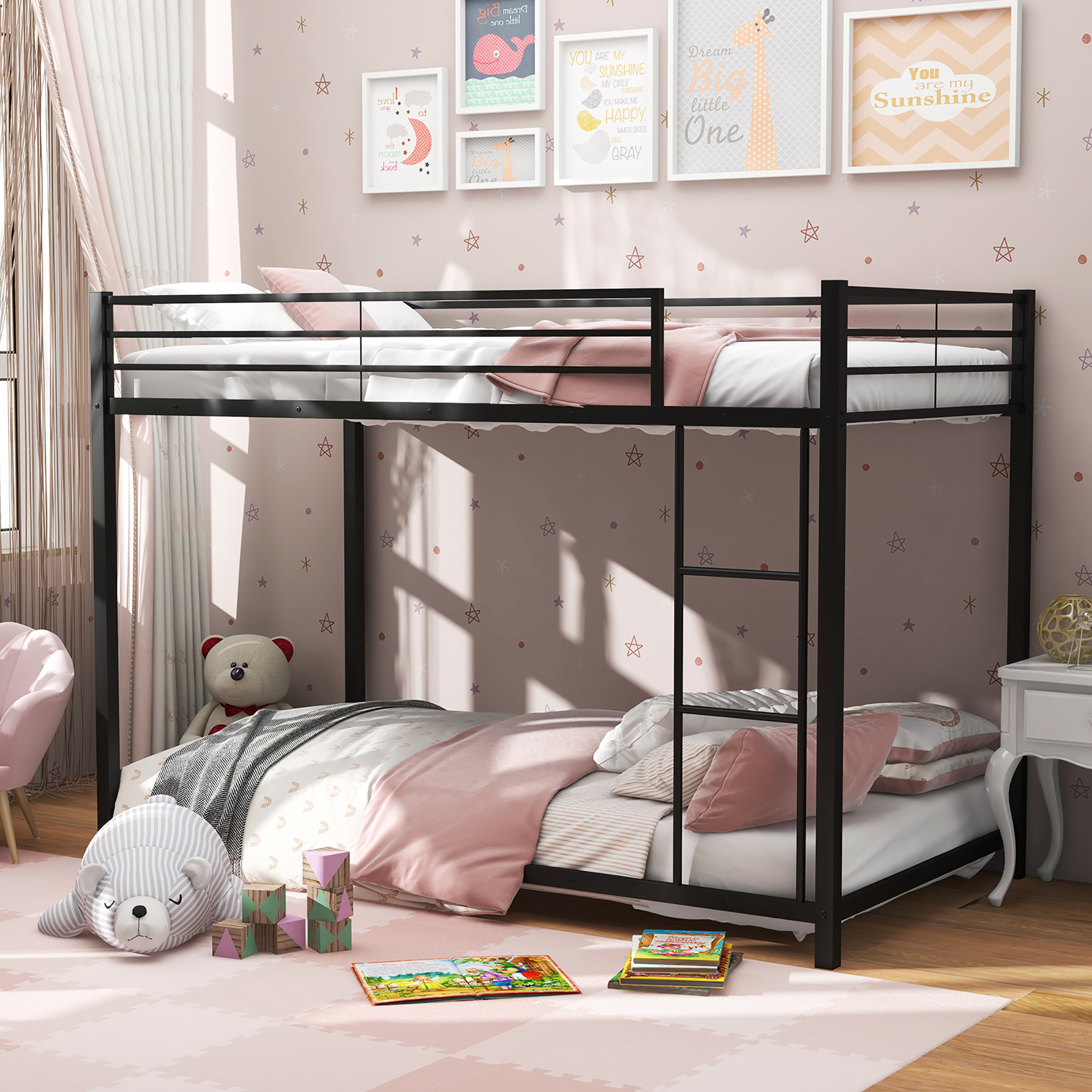 P'kolino Twin over Twin Tree House Low Bunk Bed Rustic Dark Gray with