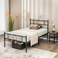 Gymax Twin XL Metal Platform Bed Frame Heavyduty Steel Slat Support