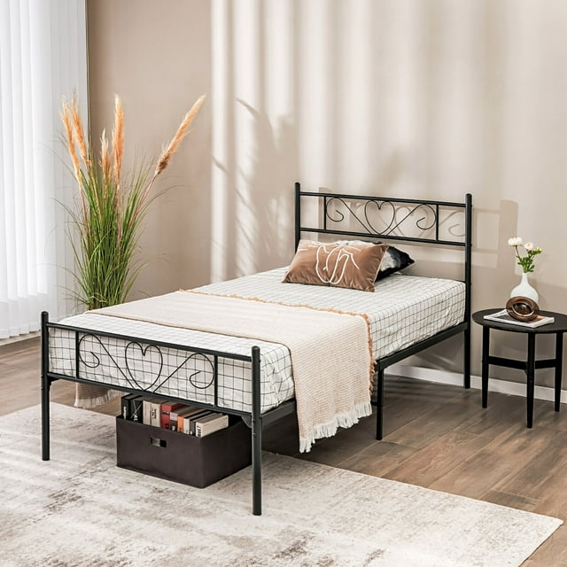 Gymax Twin XL Metal Platform Bed Frame Heavyduty Steel Slat Support