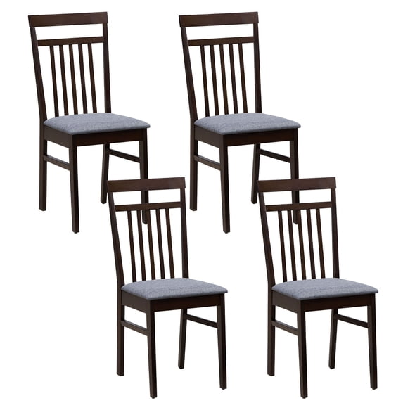 Gymax Upholstered Dining Chair Set of 4 Kitchen Armless Padded w/ Slanted Backrest