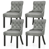 Gymax Upholstered Dining Chairs Set of 4 w/ Rubber Wood Legs Padded Seat Nailhead Trim Gray