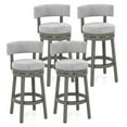 thumbnail image 1 of Gymax Upholstered Swivel Round Seat Bar Height Stools, Gray (Set of 4), 1 of 8