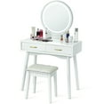 thumbnail image 1 of Gymax Vanity Dressing Table Set Touch Screen 3 Lighting Modes Mirror Padded Stool, 1 of 10
