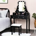 thumbnail image 1 of Gymax Vanity Dressing Table Set w/Removable Box &10 Dimmable Bulbs Touch Switch Black, 1 of 10