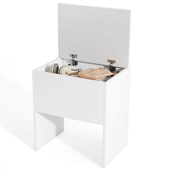 Gymax Vanity Stool w/ Storage Flip Top & Soft Padded Seat Cushion for Bedroom