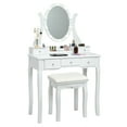 thumbnail image 1 of Gymax Vanity Table Set Makeup Dressing Table with10 Light Bulbs and Touch Switch, White, 1 of 10