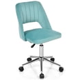 thumbnail image 1 of Gymax Velvet Accent Office Chair Adjustable Swivel Vanity Task Chair Green, 1 of 10