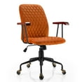 thumbnail image 1 of Gymax Velvet Home Office Chair Swivel Adjustable Task Chair w/ Wooden Armrest Orange, 1 of 10
