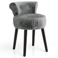 thumbnail image 1 of Gymax Velvet Vanity Chair w/ Back Tufted Low Back & Solid Wood Legs for Bedroom Gray, 1 of 10